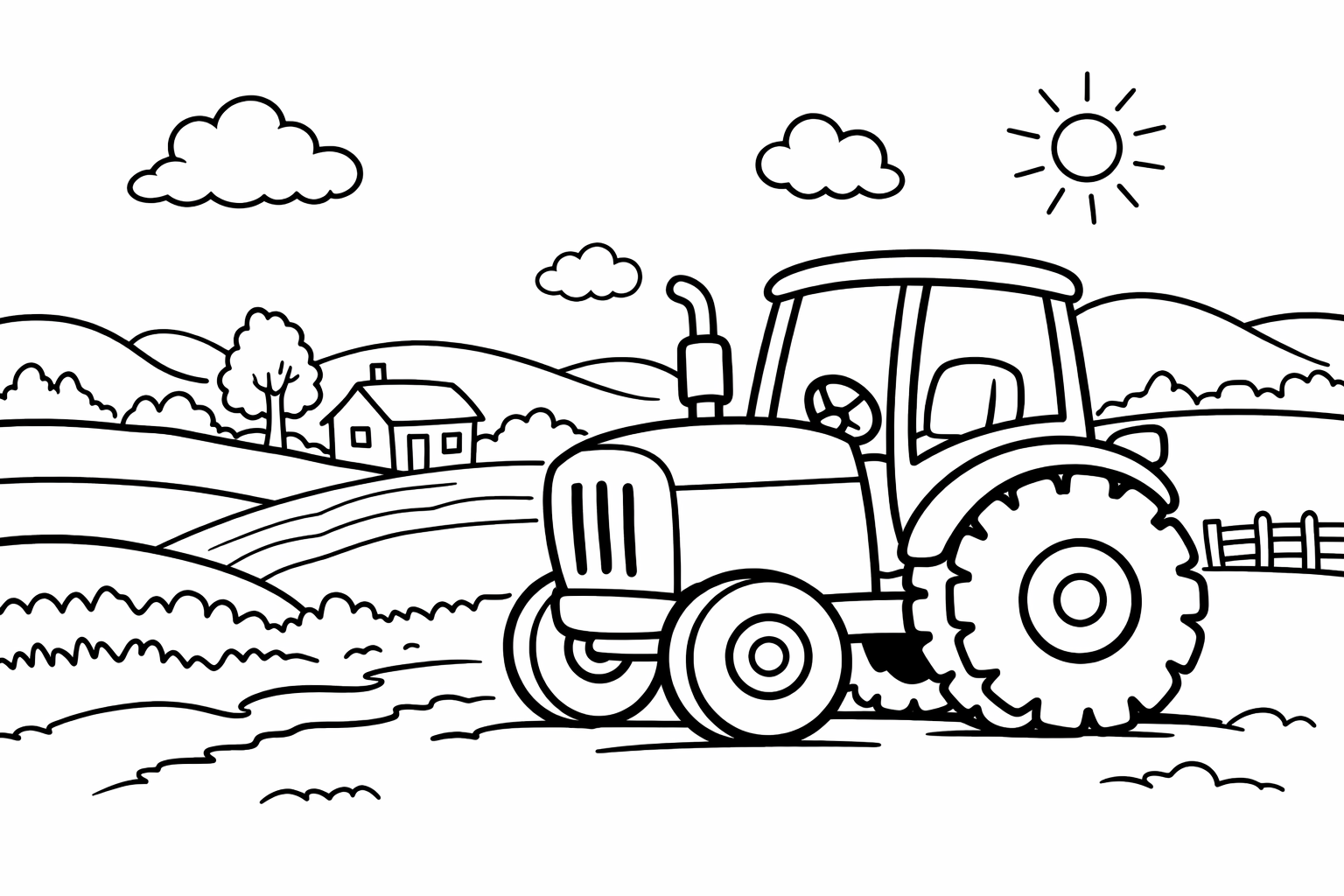 Kritzelio traktor bauernhof Ausmalbild